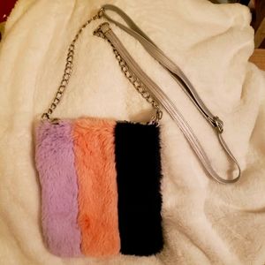 Purple Pink and Black Fuzzy Bag